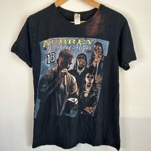 Aubrey and the Three Migos 2018 Concert T-Shirt Medium Black Tour Merch Bleach